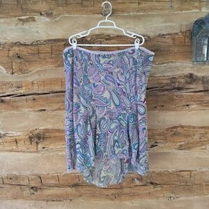 Lane Bryant Lavender Paisley Polyester High Low Hem Midi Skirt Size 26/28